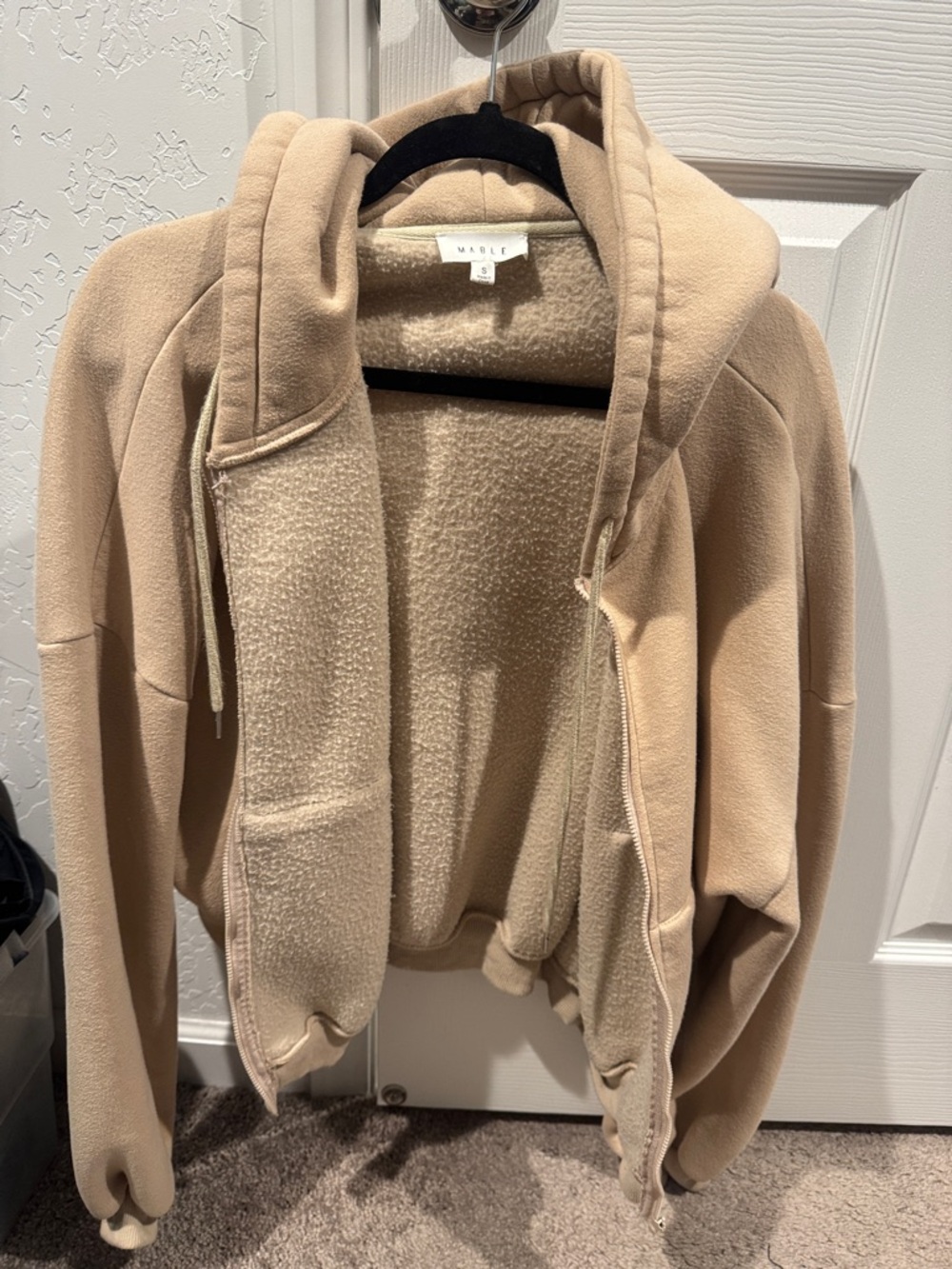 MABLE  Women's Tan Teddy Zip-Up Hoodie